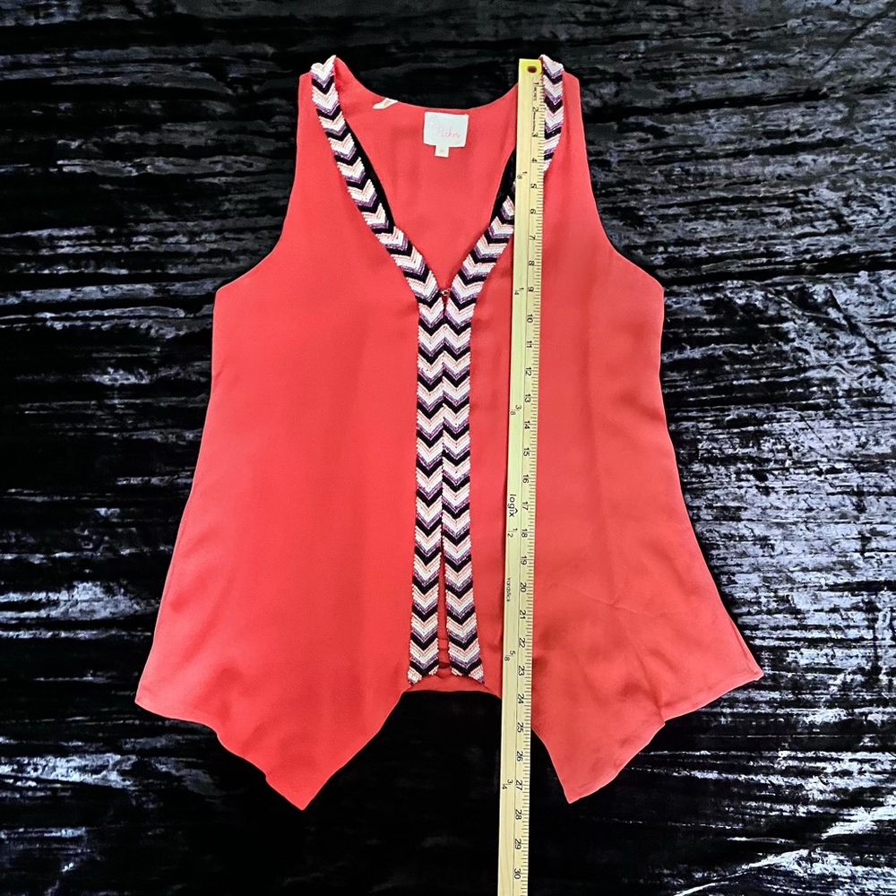 Parker Womens Silk Tank Top Beaded Orange Size XS Asymmetric Hem Boho Resortwear - Picture 11 of 14